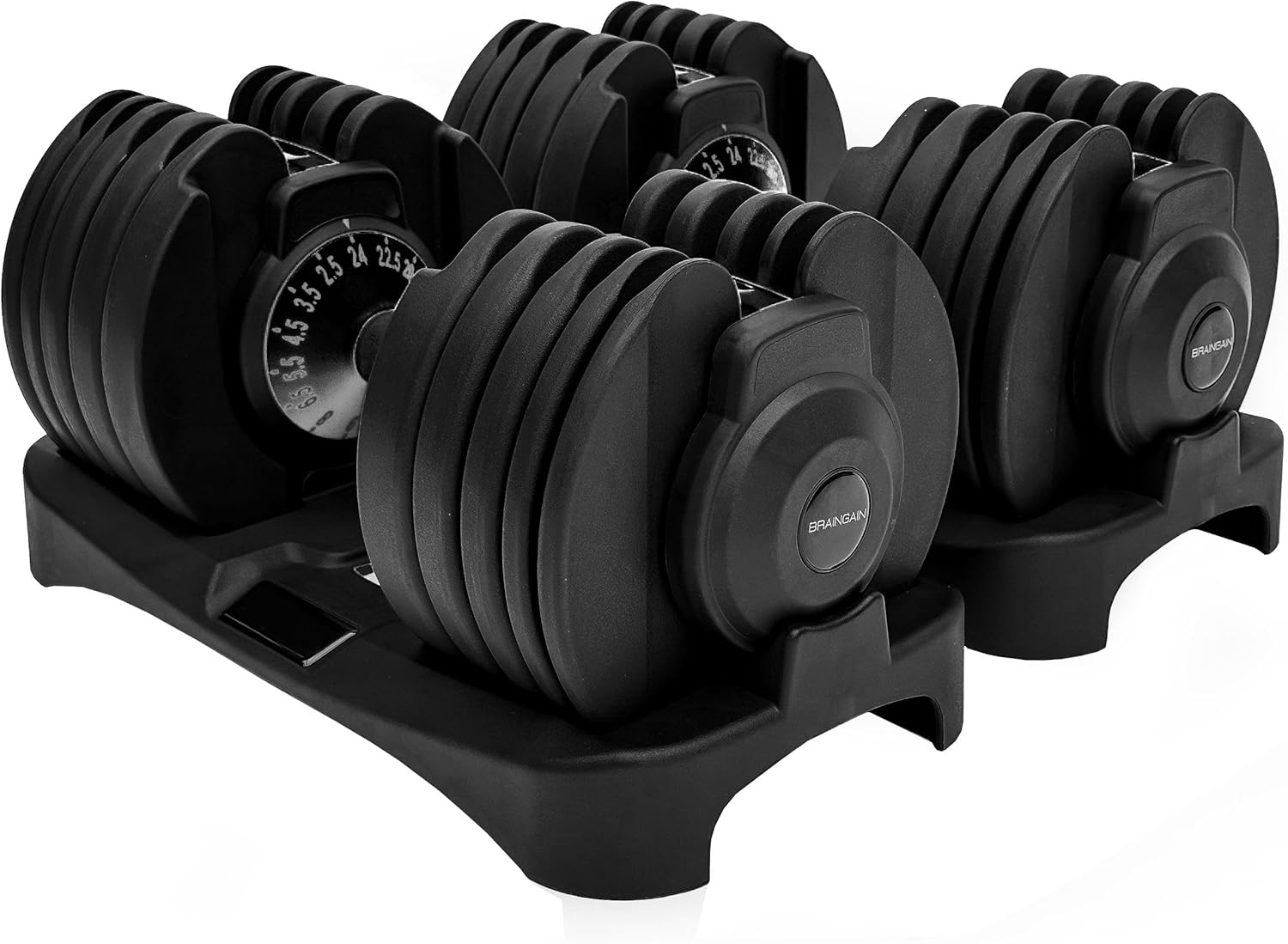 BRAINGAIN Adjustable Dumbbells Set 24kg - Smart Click Technology